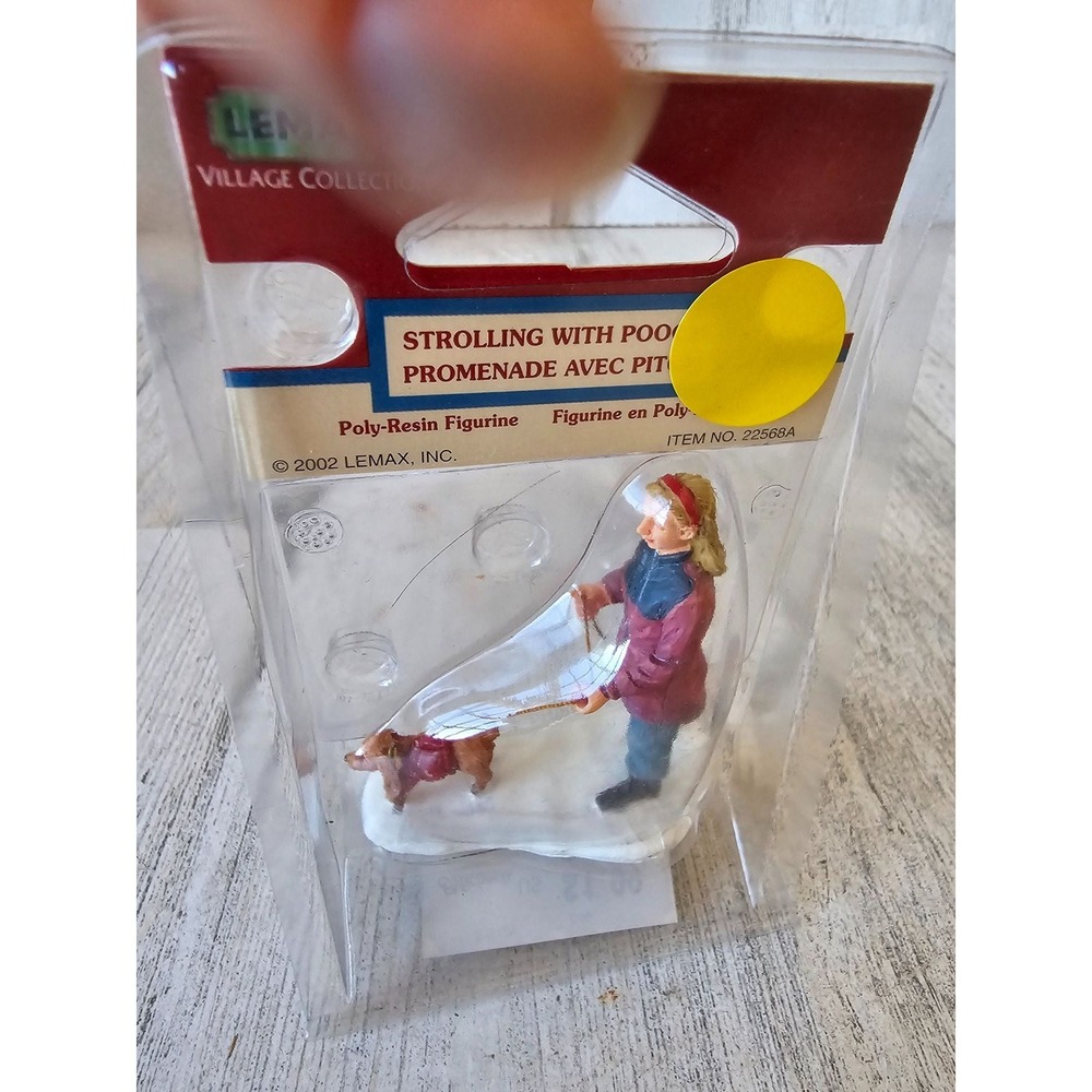 Lemax strolling with pooch dog walker people‎ figurine village 2002 new